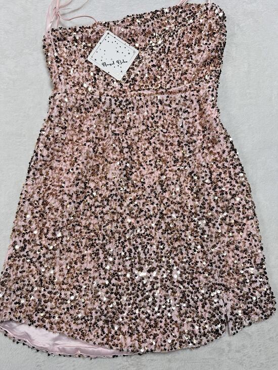 Angel Biba Dresses & Skirts - Angel Biba NWT Blush Sequin Mini Dress Rose Gold Cocktail Party Wedding Guest M
